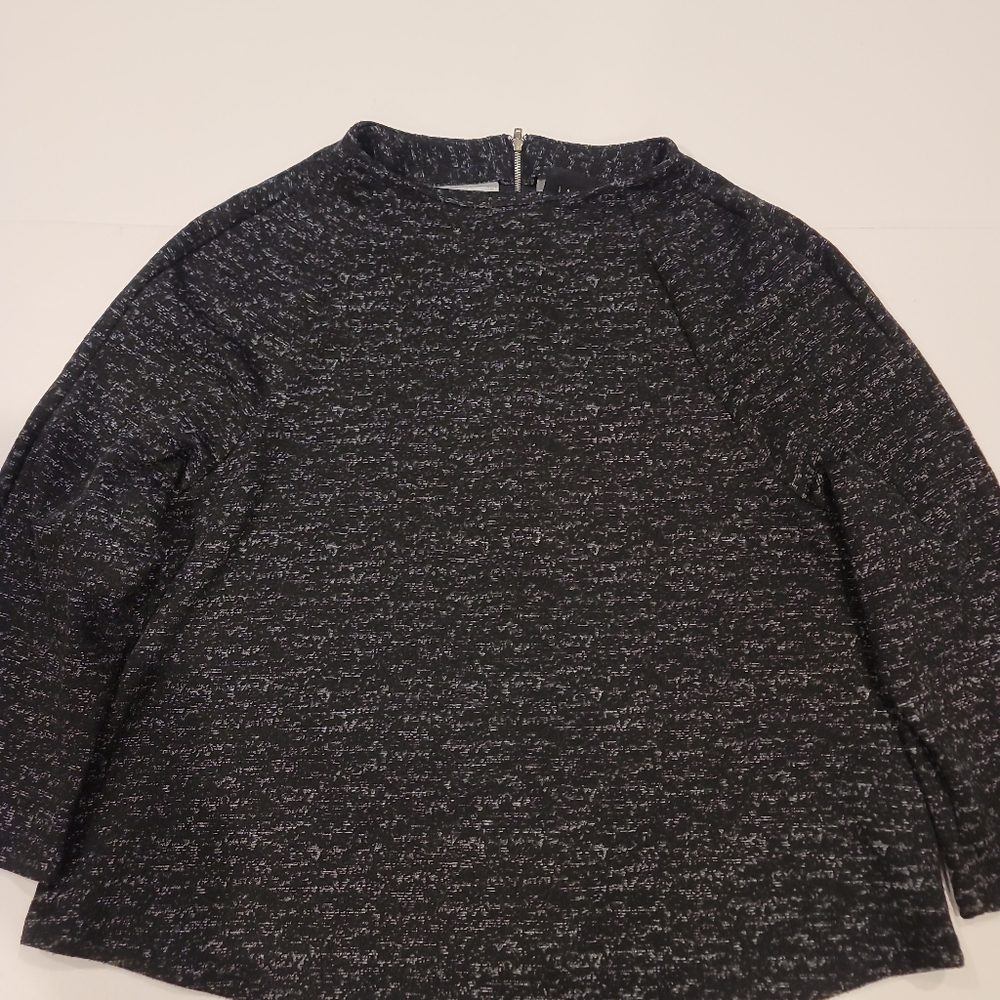 W5 Zipper Back Sweatshirt CropTop Zipper Back Black Gray Medium - Picture 3 of 12